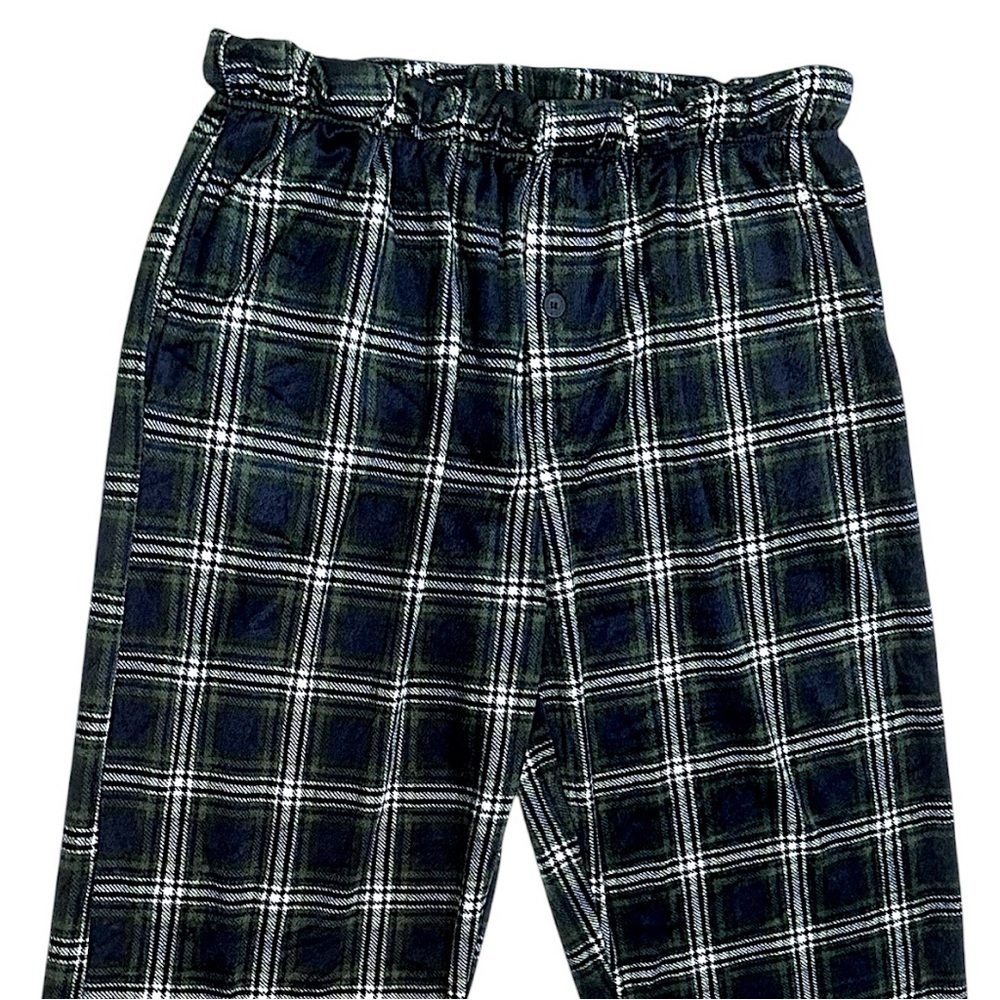 Preswick & Moore Premium Men’s Plaid Pajamas Silky Fleece XL Navy Green